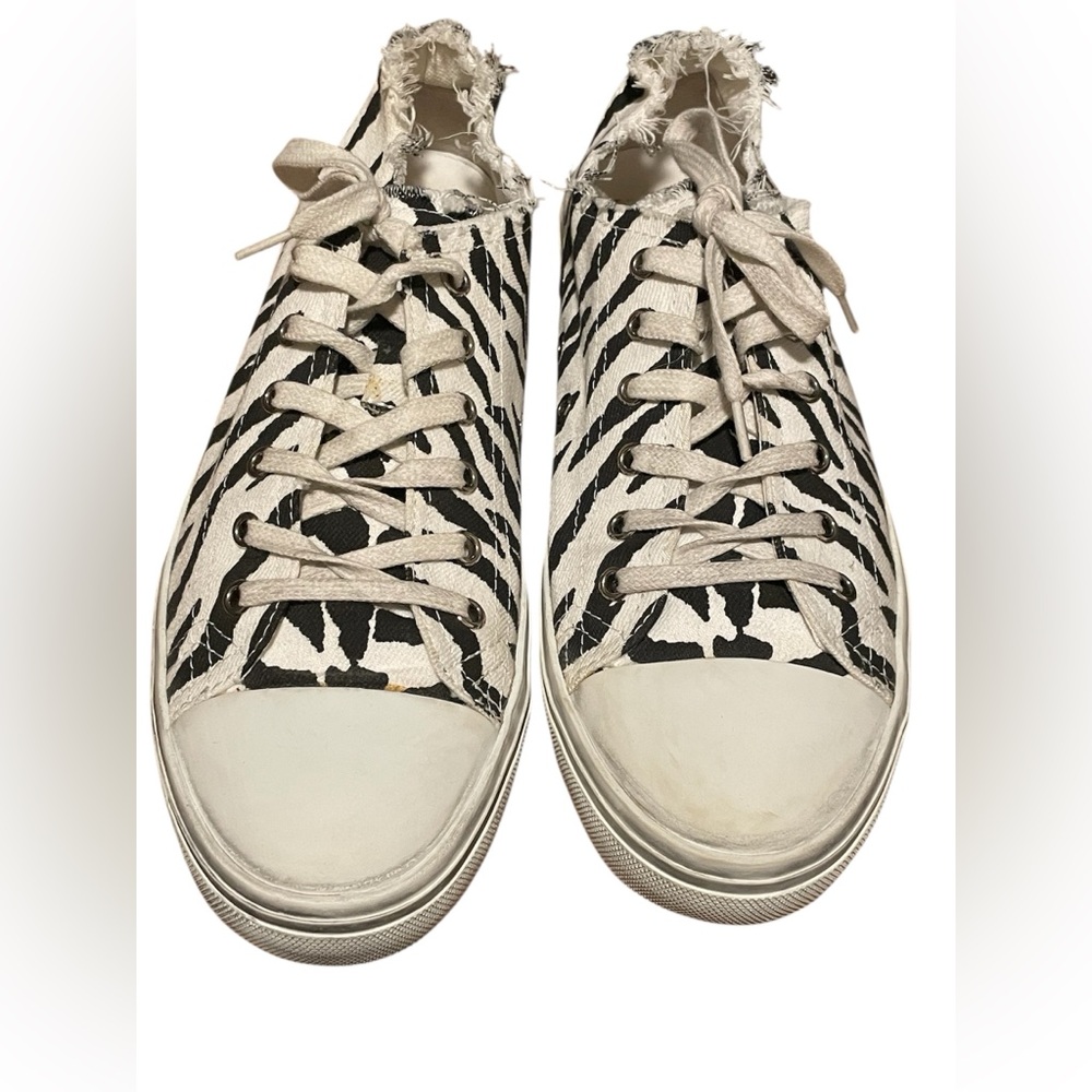 Saint Laurent Bedford Canvas Zebra Print Shoes